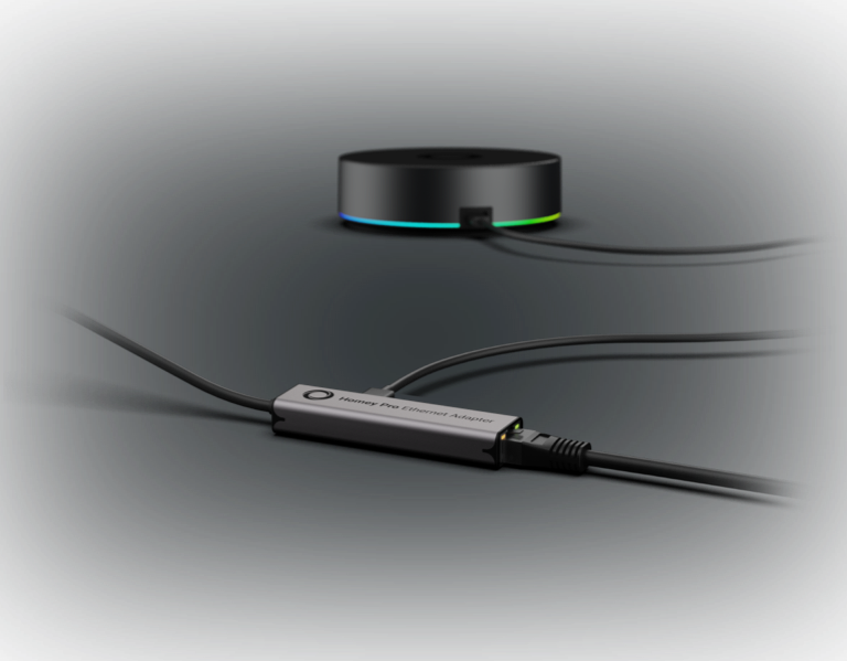 Homey Pro Ethernet Adapter connected to Homey Pro.